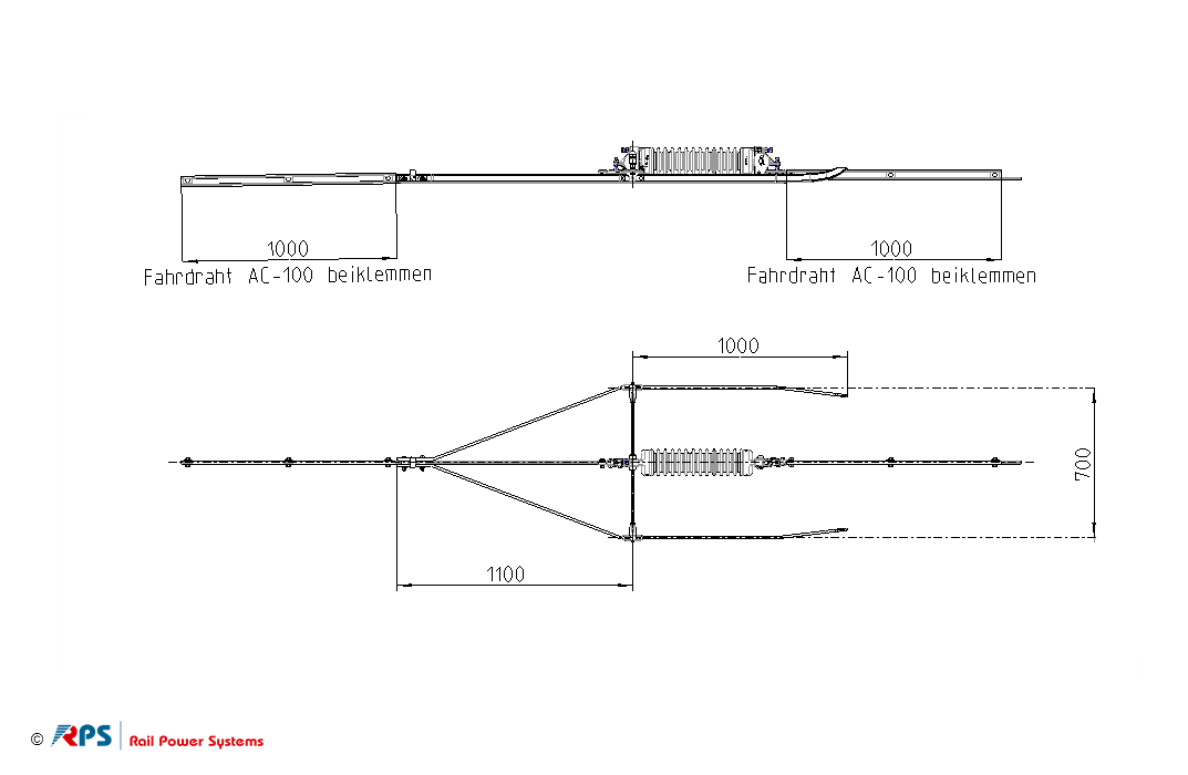 Streckentrenner 25 kV mit Keramikisolator